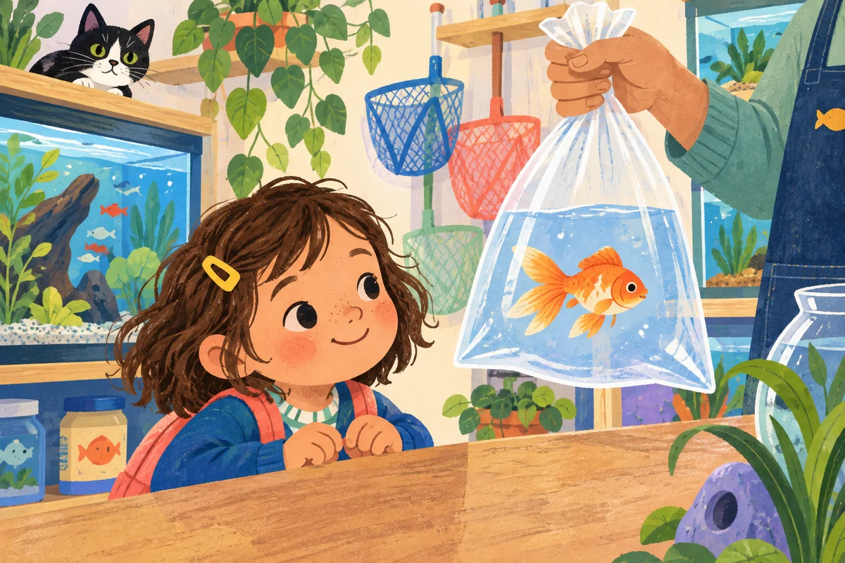 Illustration for Pip and a fish — short reading story